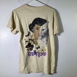 Womens‎ Ripndip Short Sleeve Tee Shirt Cat Retro Woman Butterflies Yellow Fade S